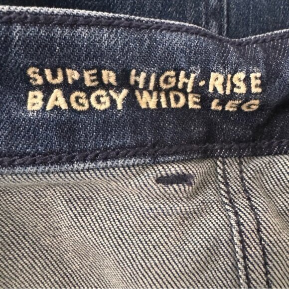 American Eagle Super High Rise Baggy Wide Leg Blue Jeans Size 12 - Picture 13 of 13